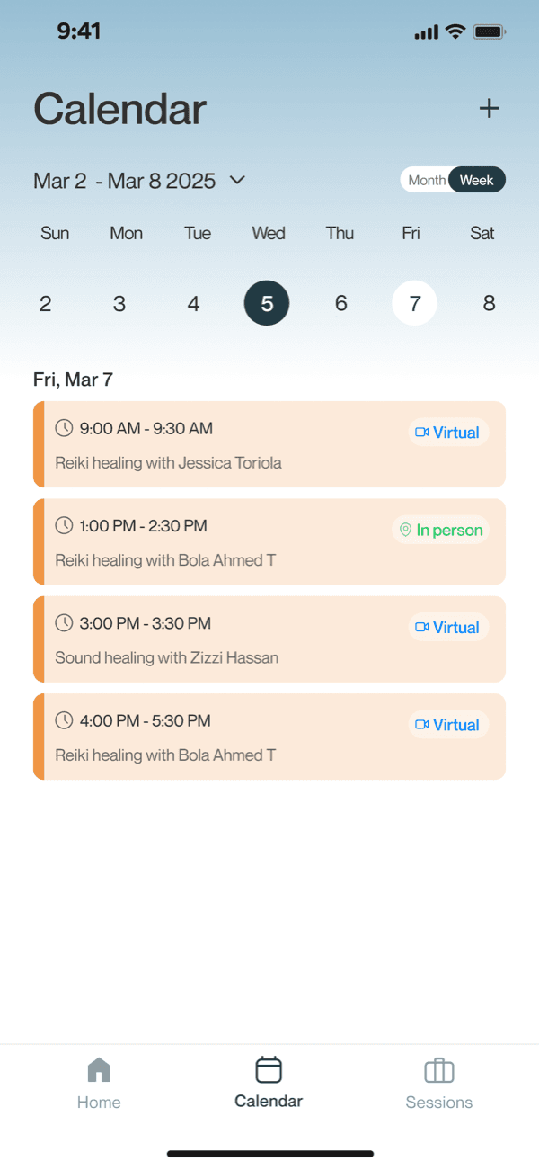 OOMA app — Calendar