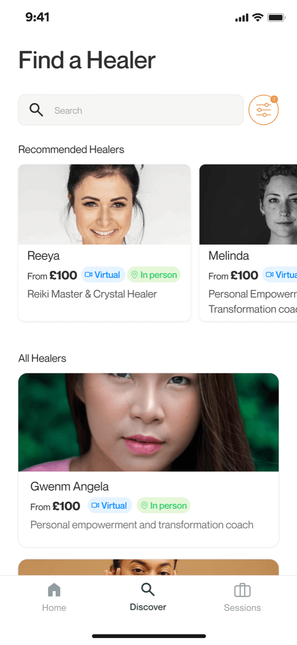 OOMA app — Find a healer