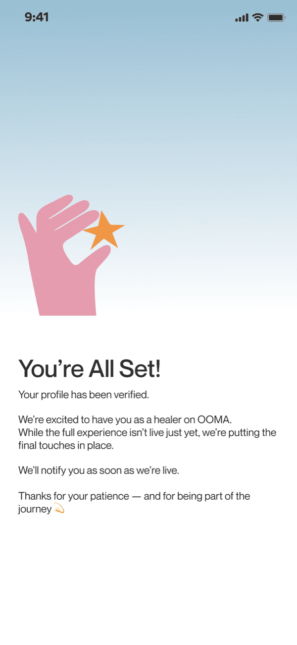 OOMA app — You're all set