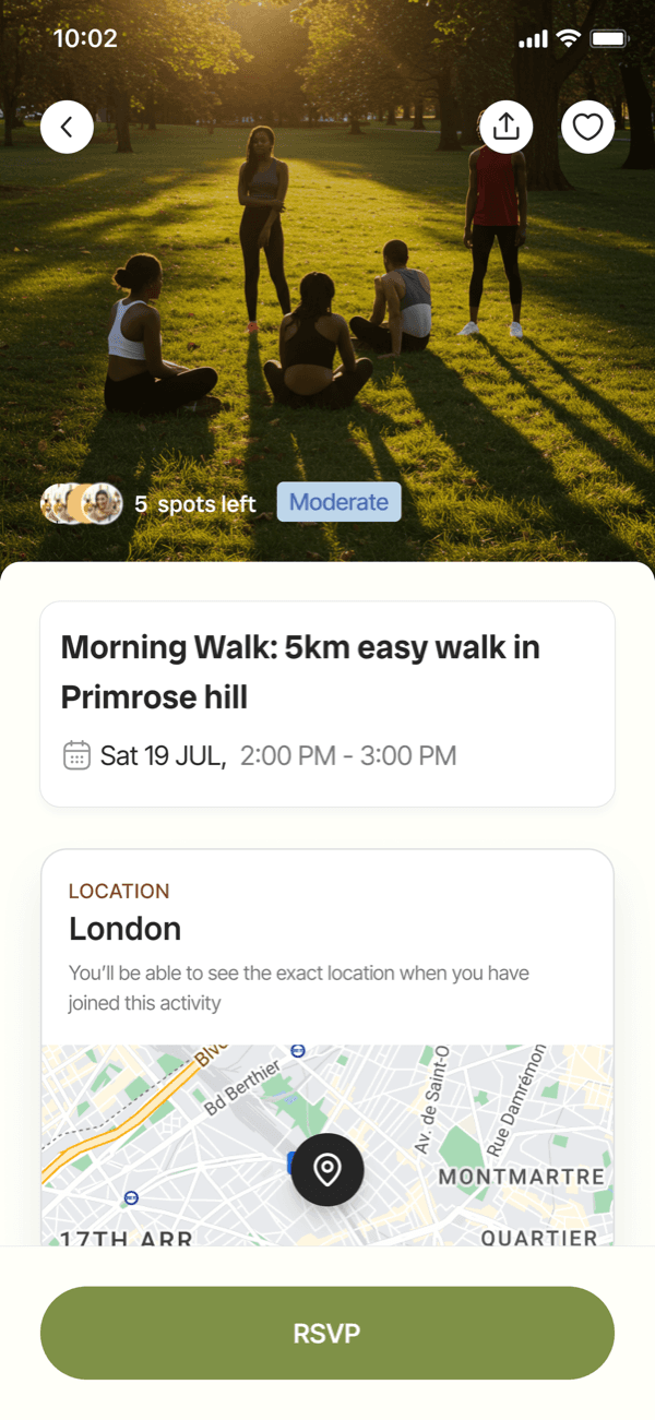 Outside app — Activity detail