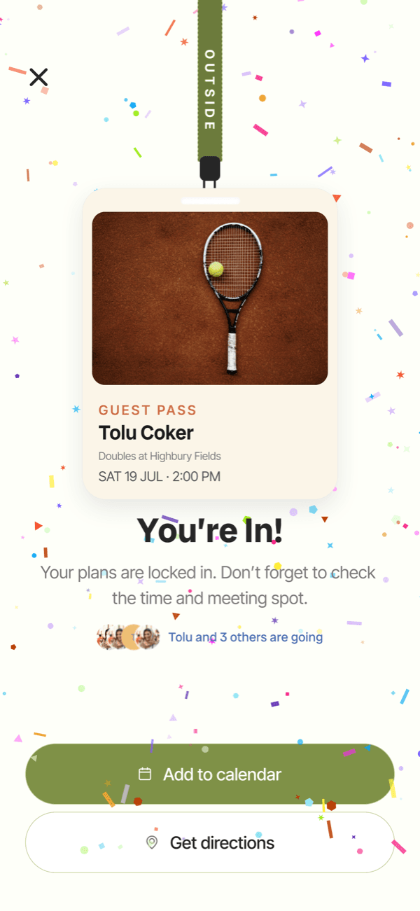 Outside app — You're in, guest pass