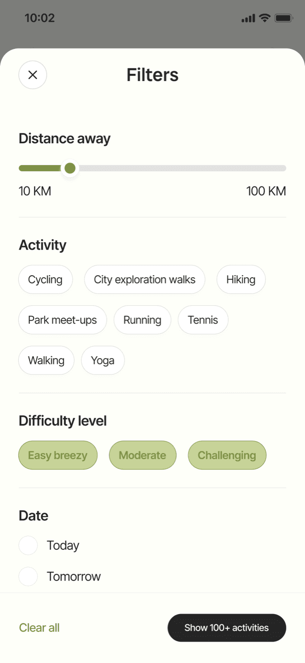 Outside app — Filters