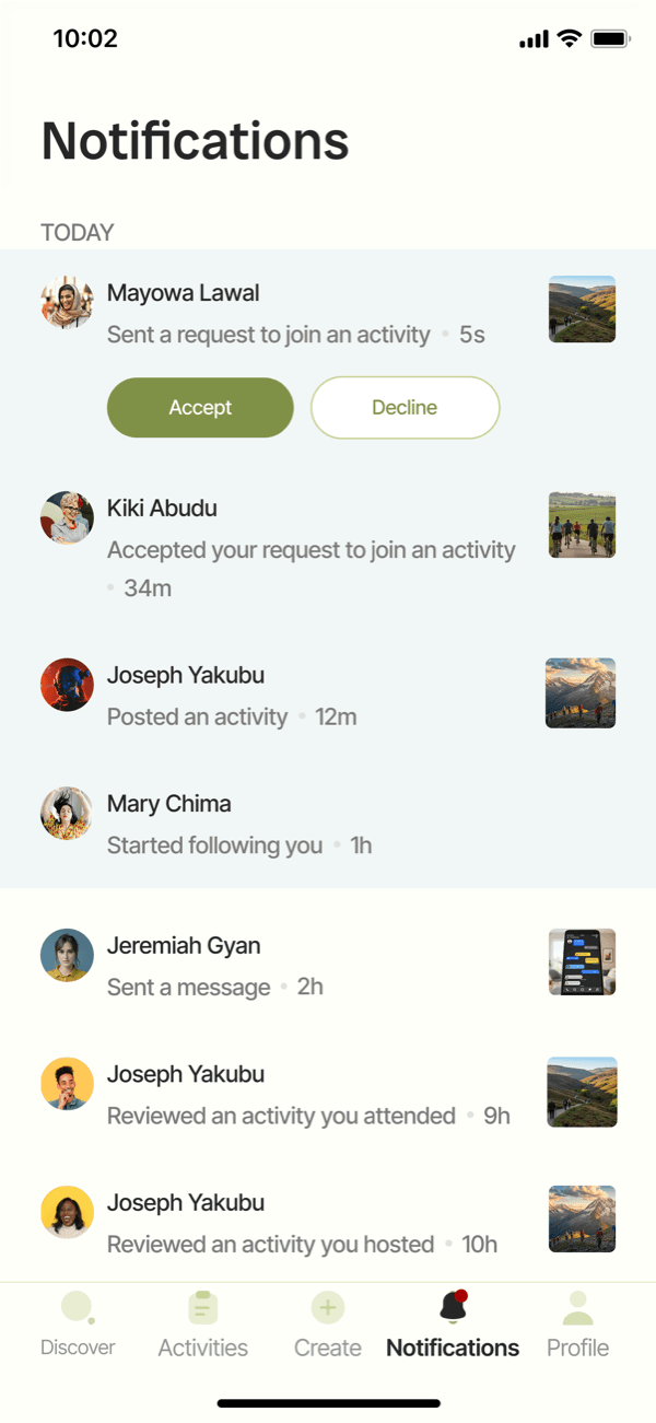 Outside app — Notifications