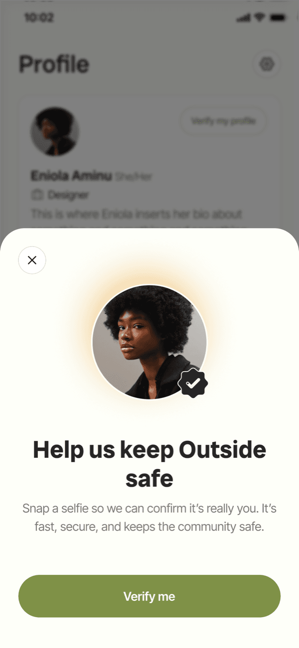Outside app — Verify my profile
